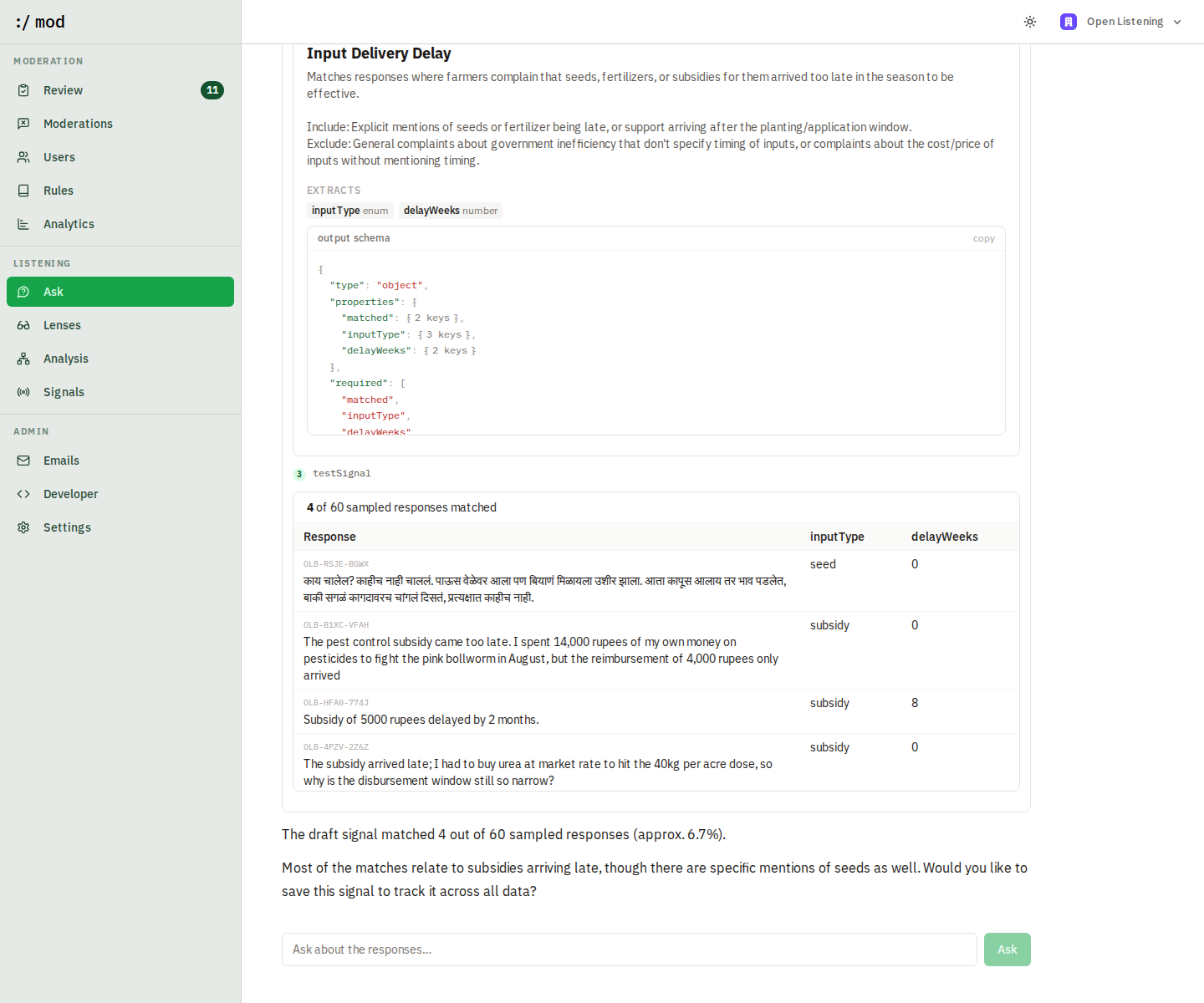 Authoring a signal from a vague idea in Ask